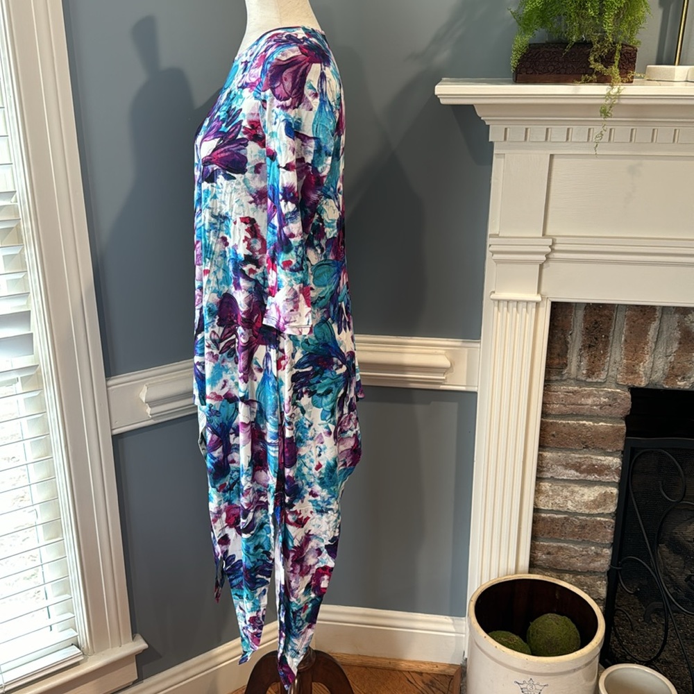 new in bag Kate & Mallory turquoise floral tunic style shirt - Picture 3 of 4